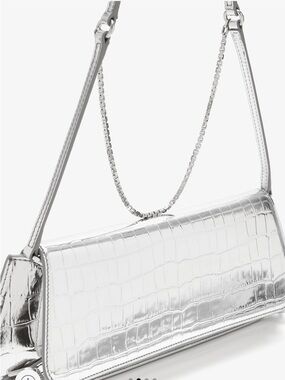 Givenchy Silver Croc-Effect Shoulder Clutch